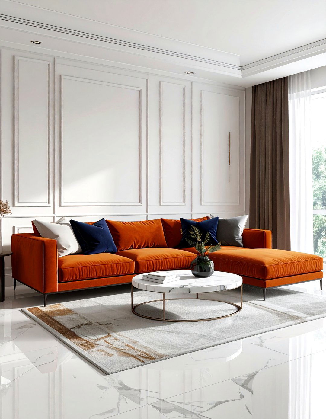Burnt Orange Sofa - 30 orange living room ideas