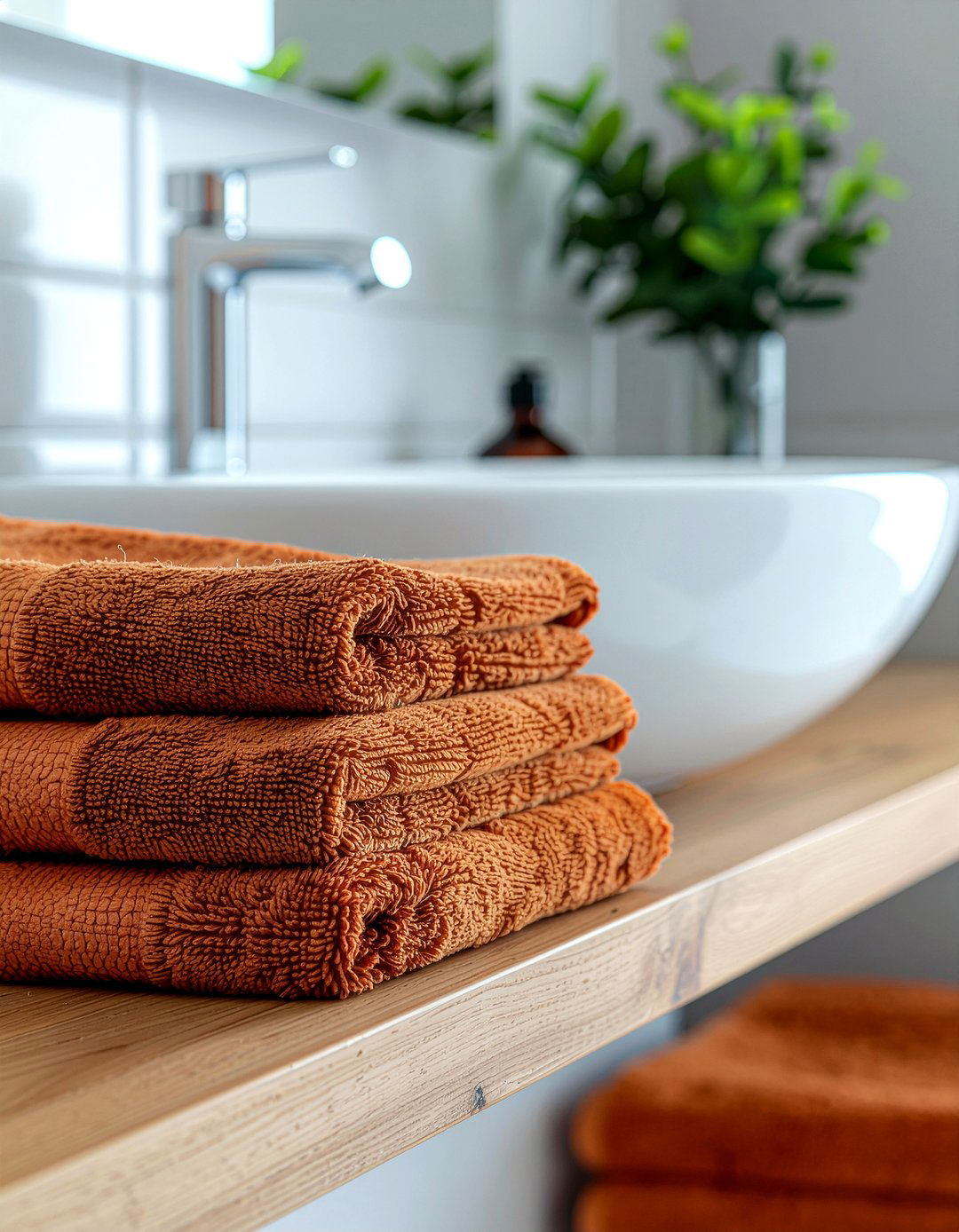 Burnt Orange Towel - 30 rust bathroom ideas