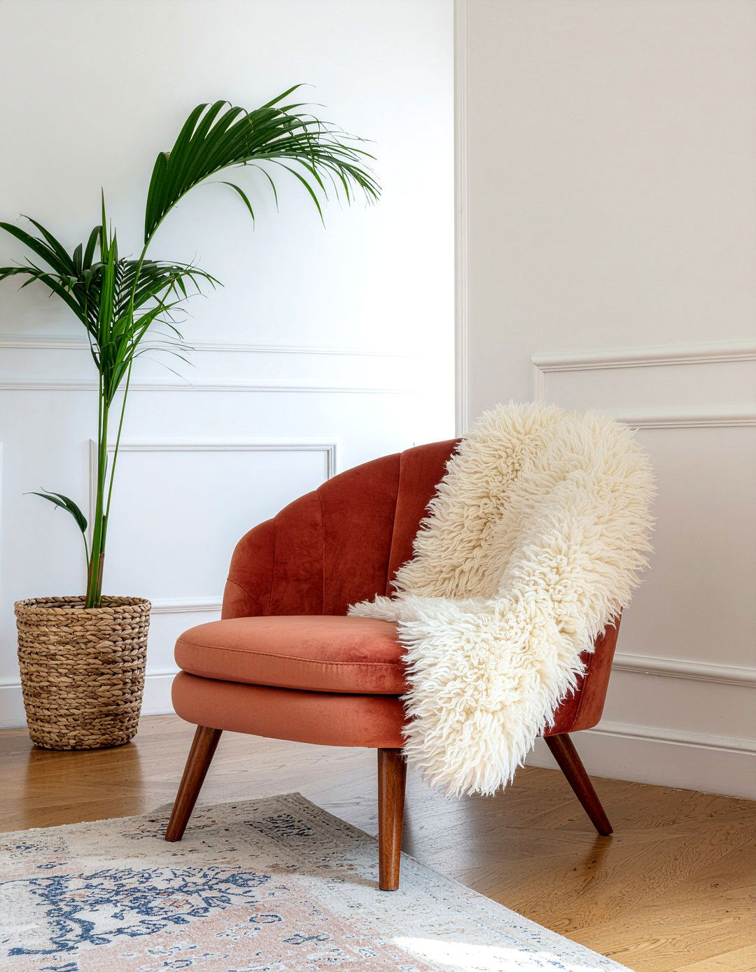 Burnt orange accent chair - 30 rust living room ideas