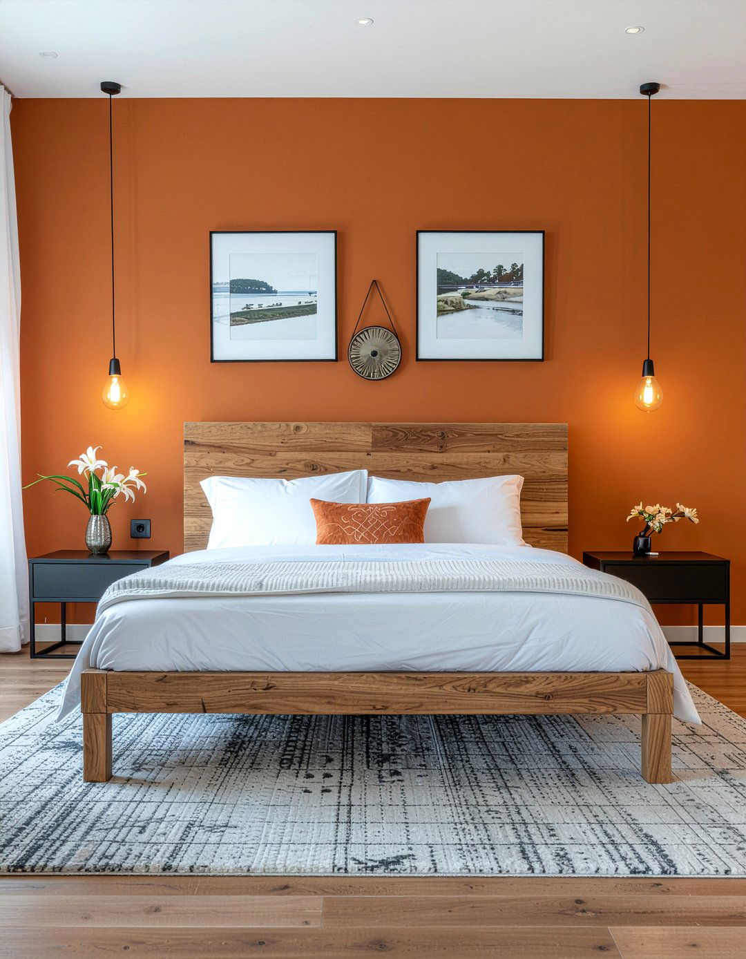 Burnt orange accent wall - 30 burnt orange bedroom ideas