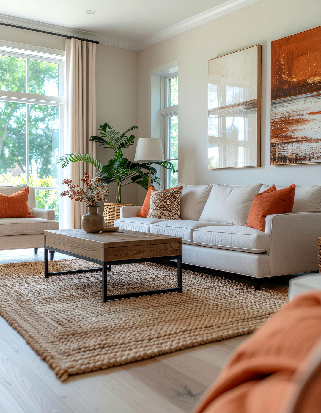 Burnt orange and beige living room - 30 burnt orange living room ideas