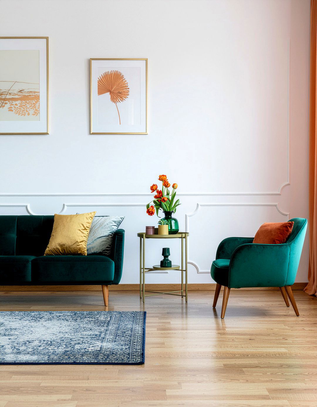 Burnt orange and emerald green living room - 30 burnt orange living room ideas