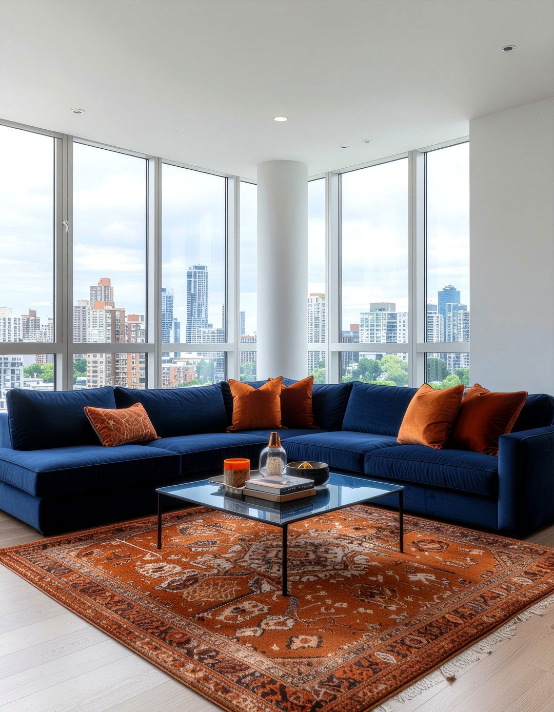 Burnt orange and navy blue living room - 30 burnt orange living room ideas