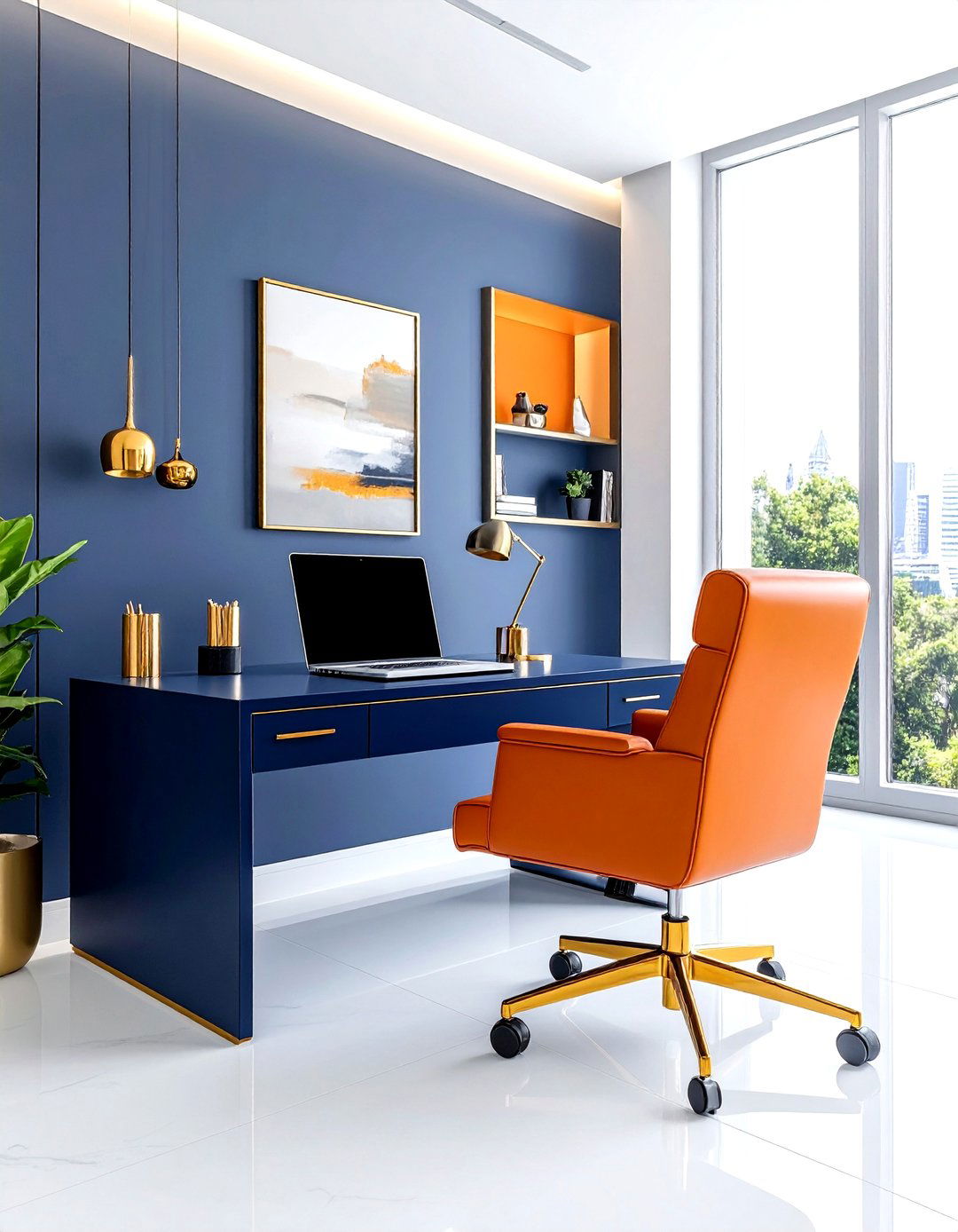 Burnt orange and navy office - 30 warm color scheme ideas