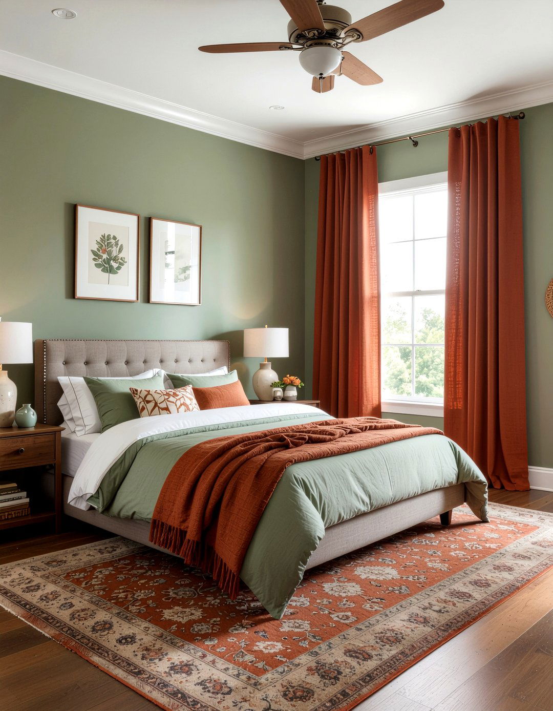 Burnt orange and sage green bedroom - 30 burnt orange bedroom ideas