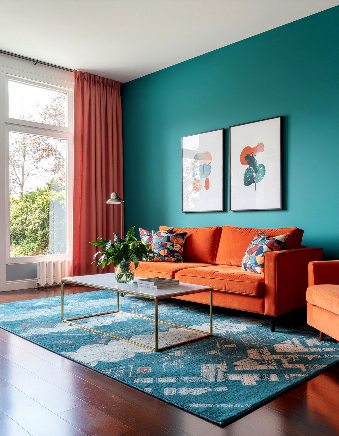 Burnt orange and teal living room - 30 burnt orange living room ideas