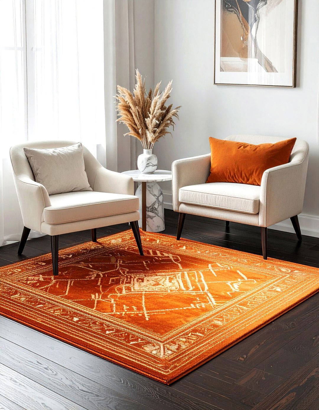 Burnt orange area rug - 30 burnt orange decor ideas