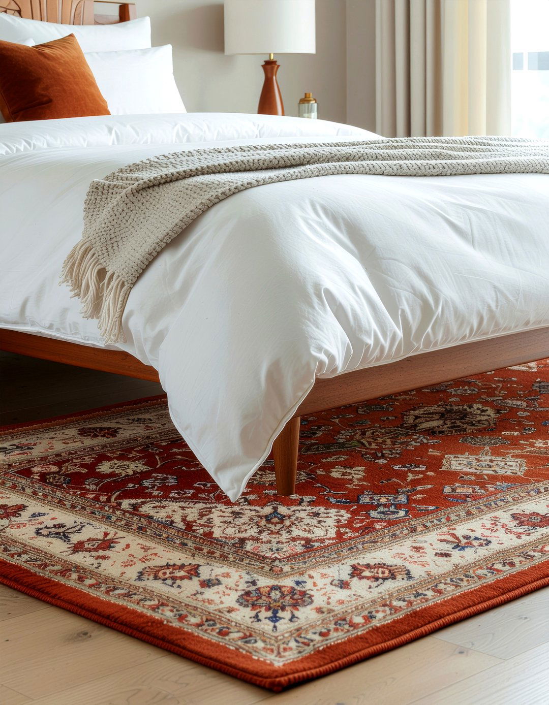 Burnt orange area rug - 30 burnt orange bedroom ideas