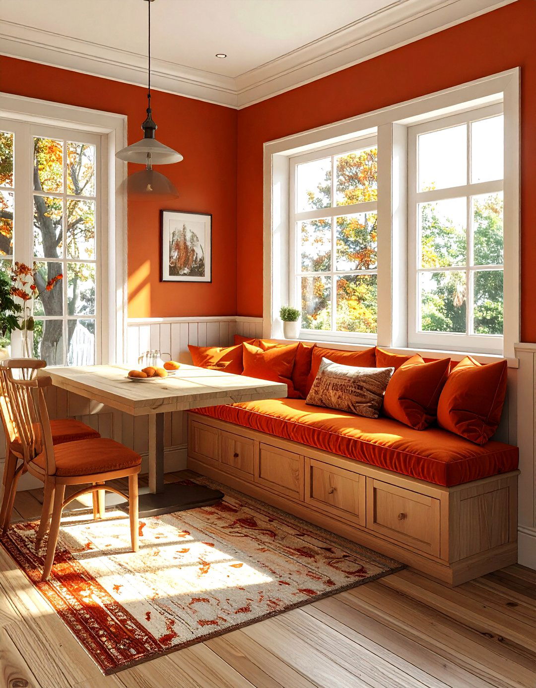 Burnt orange breakfast nook - 30 rust kitchen ideas
