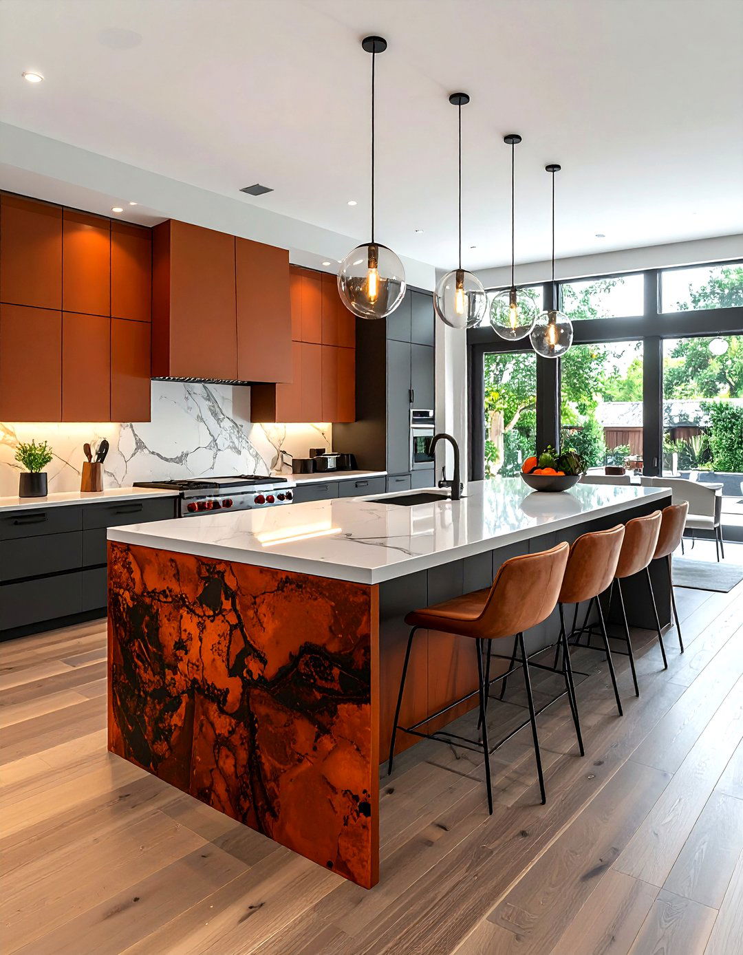 Burnt orange kitchen island - 30 rust kitchen ideas