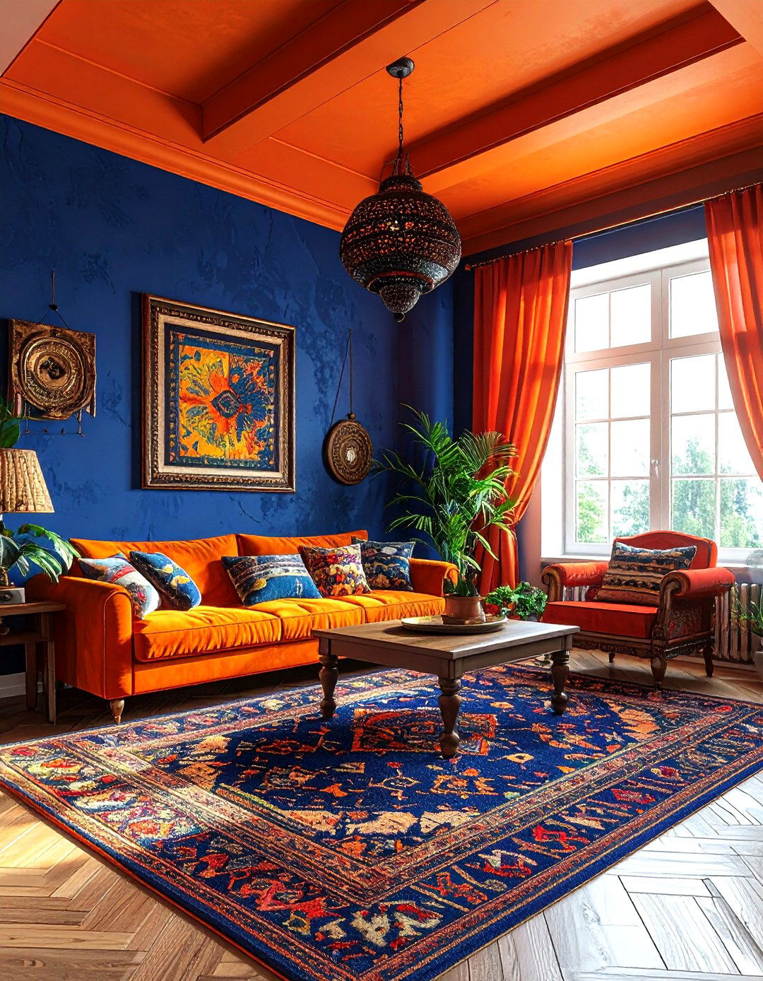 Burnt orange living room ceiling - 30 living room painted ceiling ideas