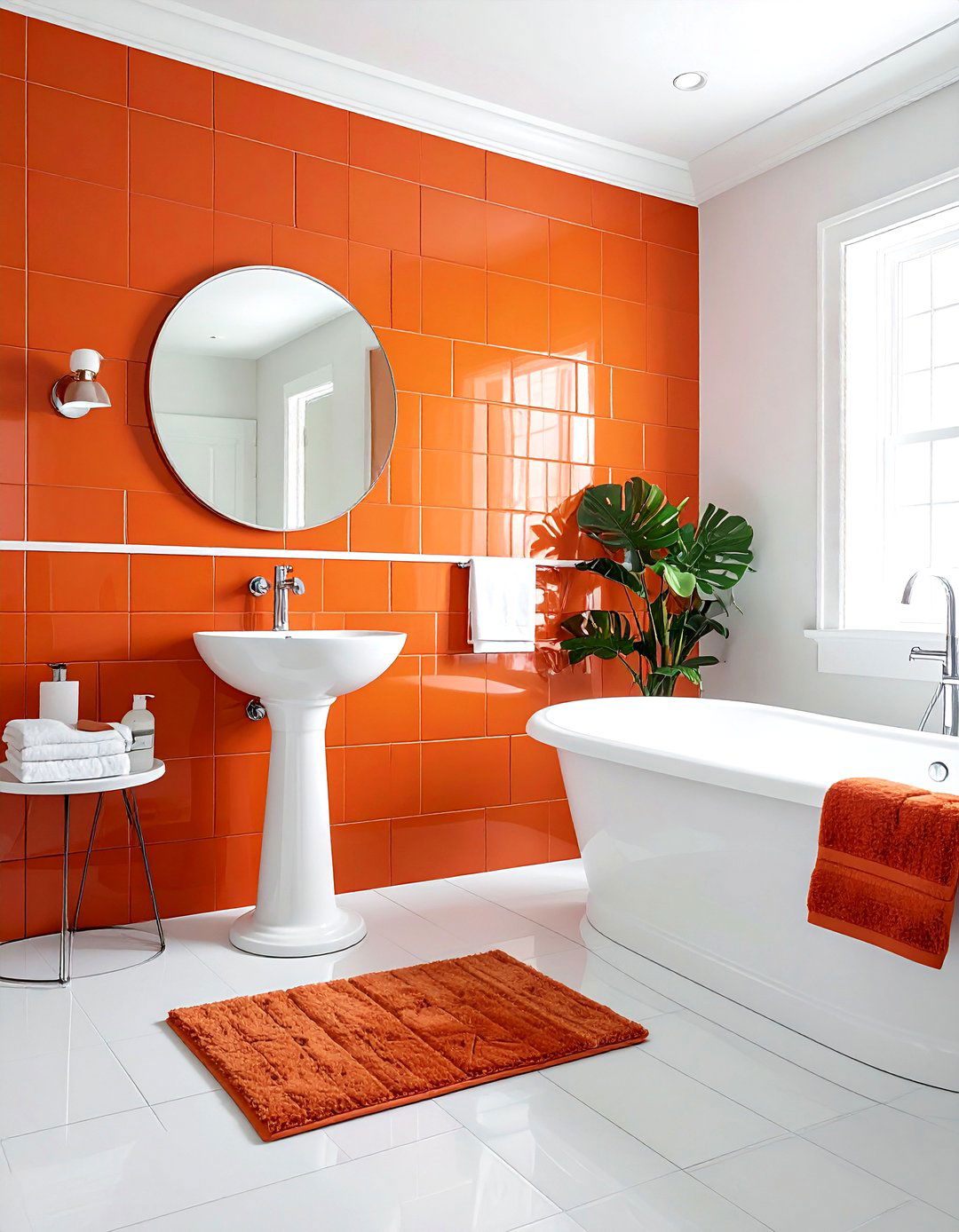 Burnt orange penny tile - 30 burnt orange bathroom ideas
