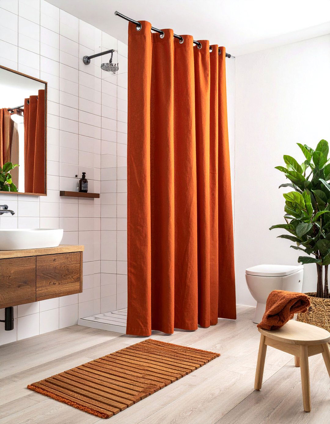 Burnt orange shower curtain - 30 burnt orange bathroom ideas