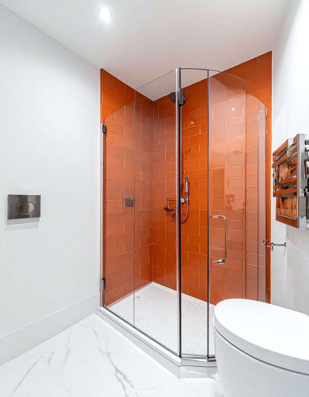Burnt orange subway tile shower - 30 burnt orange bathroom ideas