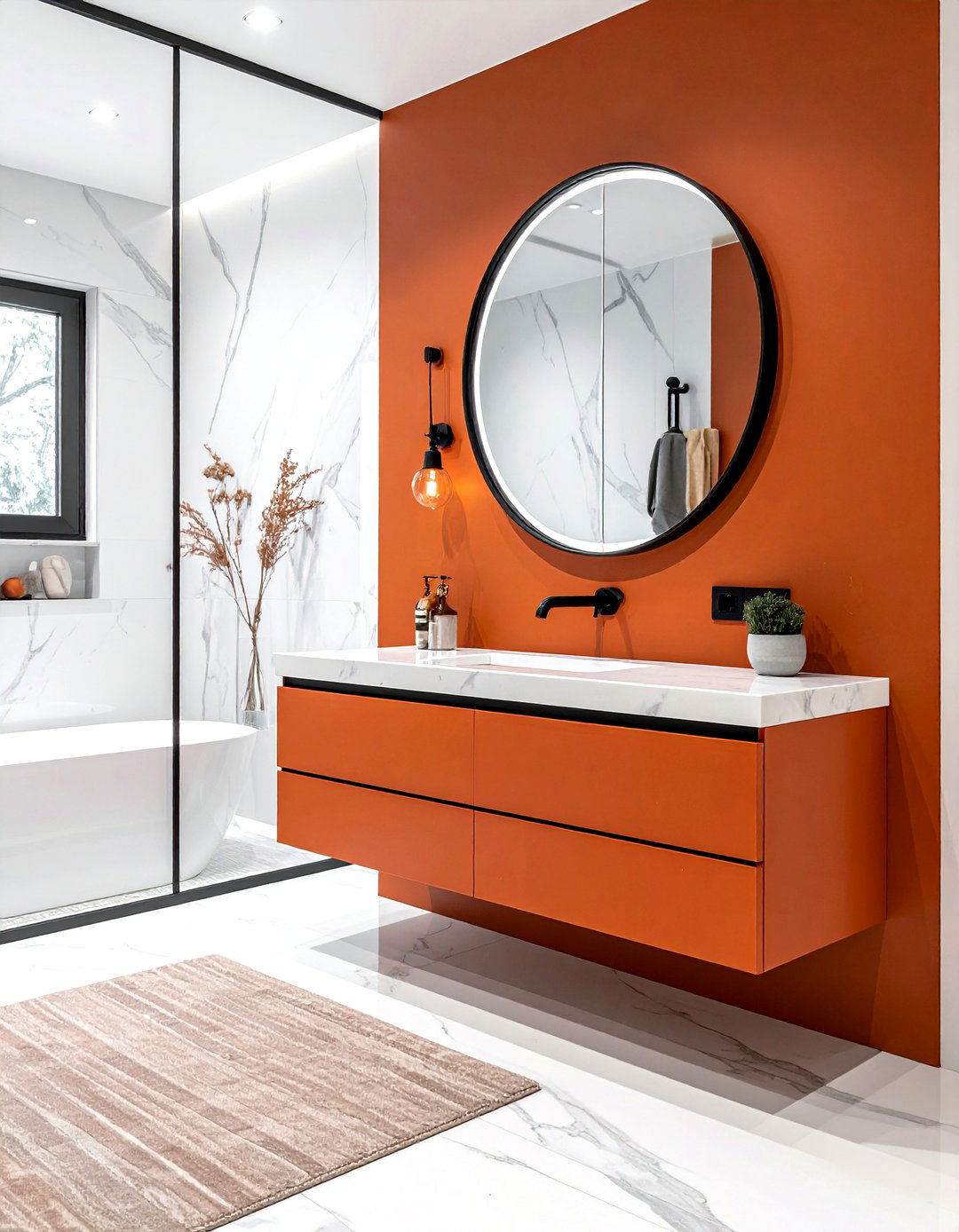 Burnt orange vanity cabinet - 30 burnt orange bathroom ideas