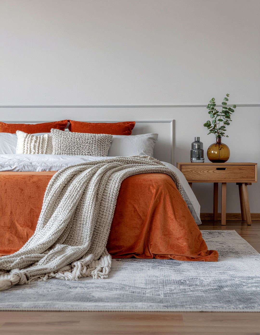 Burnt orange velvet bedding - 30 bedroom velvet bedding ideas