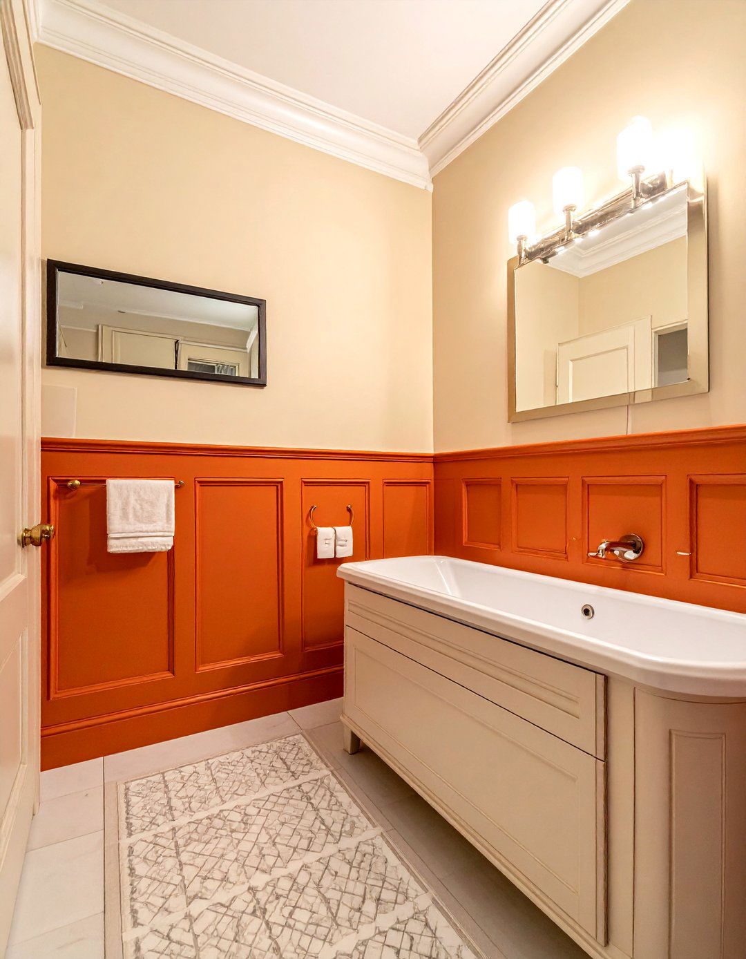 Burnt orange wainscoting bathroom - 30 burnt orange bathroom ideas