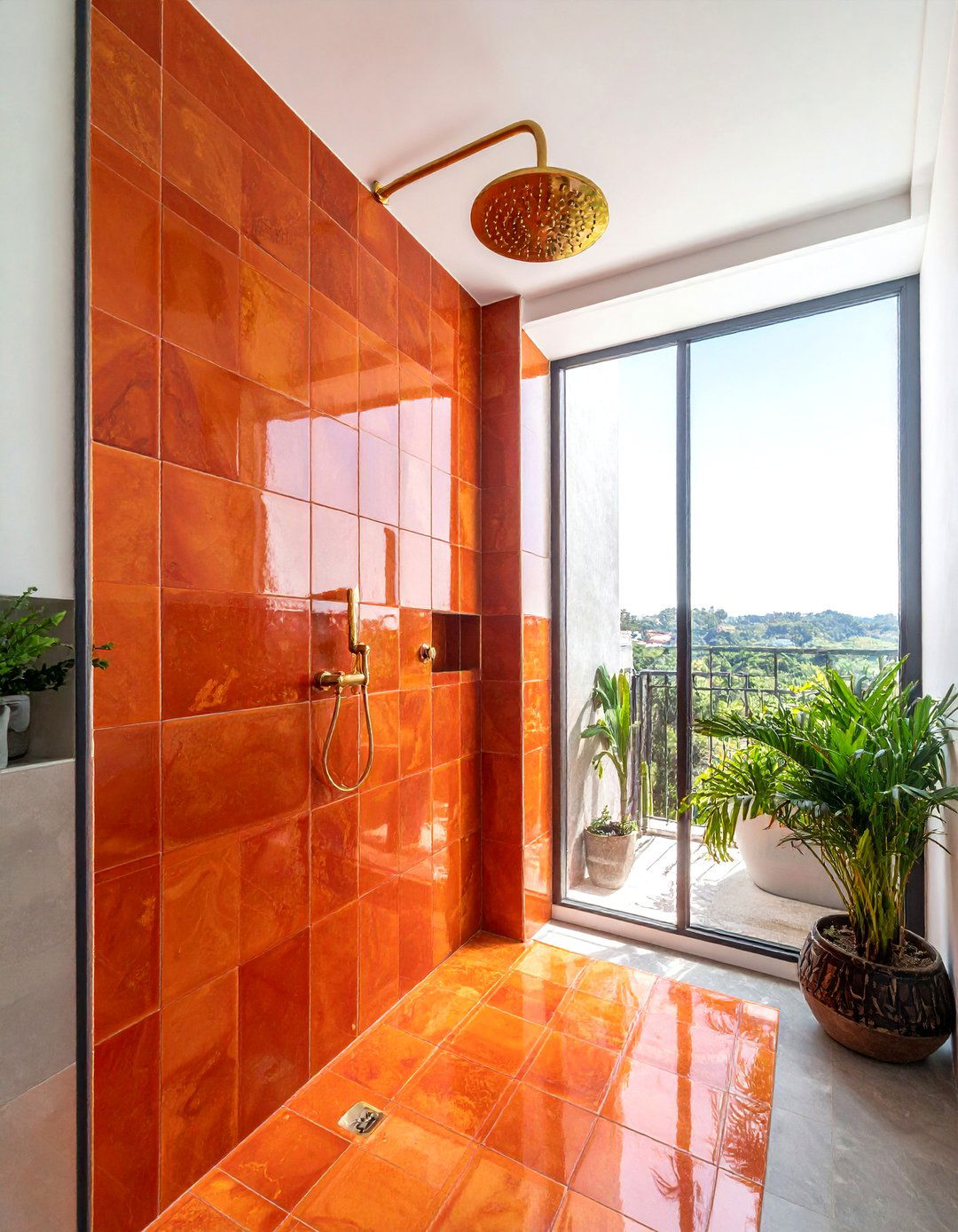 Burnt orange zellige tile - 30 burnt orange bathroom ideas