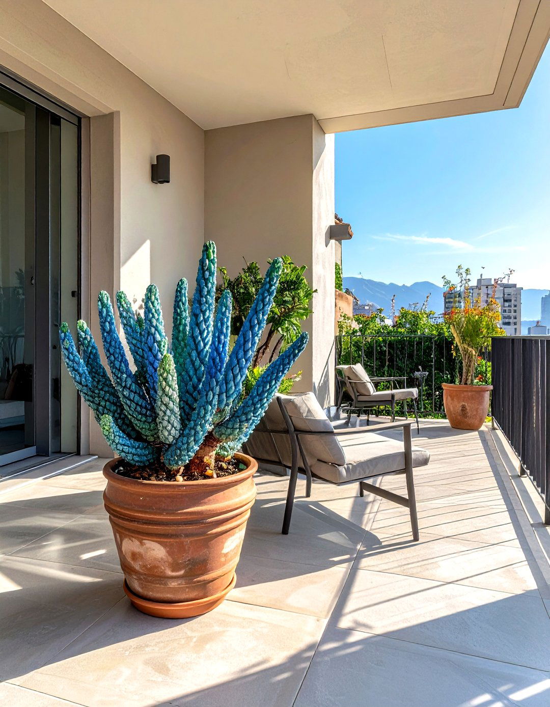 Burros Tail Succulent Balcony - 30 hanging plant ideas