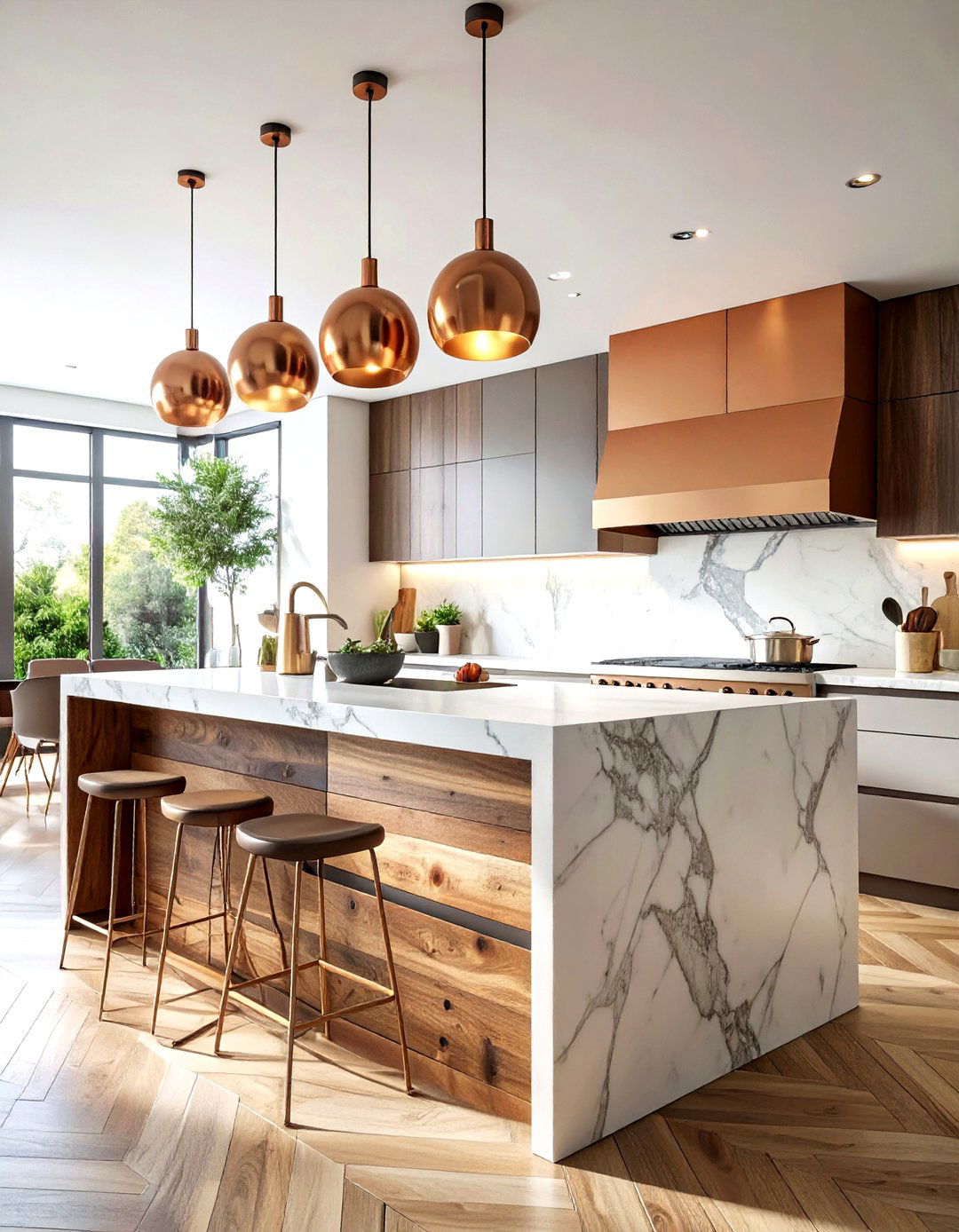 Butcher Block And Marble Island - 30 marble kitchen island ideas