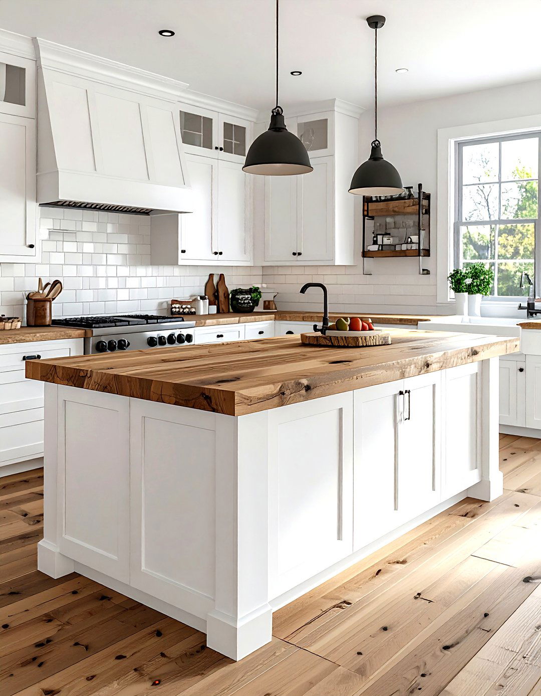 Butcher Block Island - 30 L-shaped kitchen island ideas