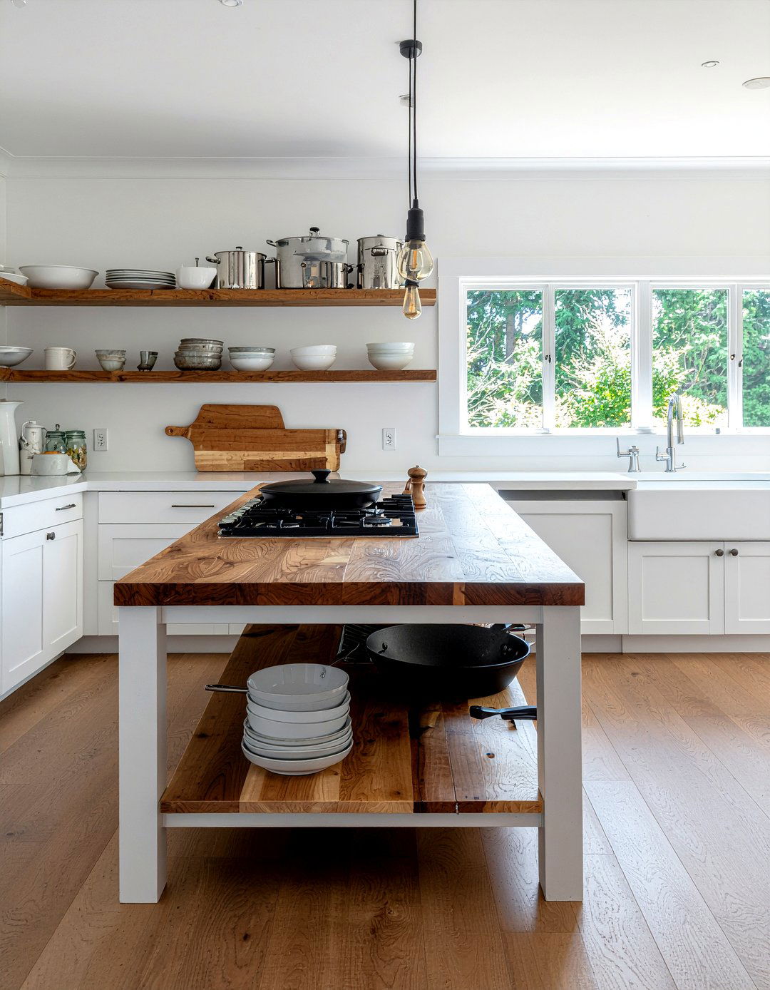 Butcher Block Island With Open Shelving - 30 butcher block kitchen island ideas