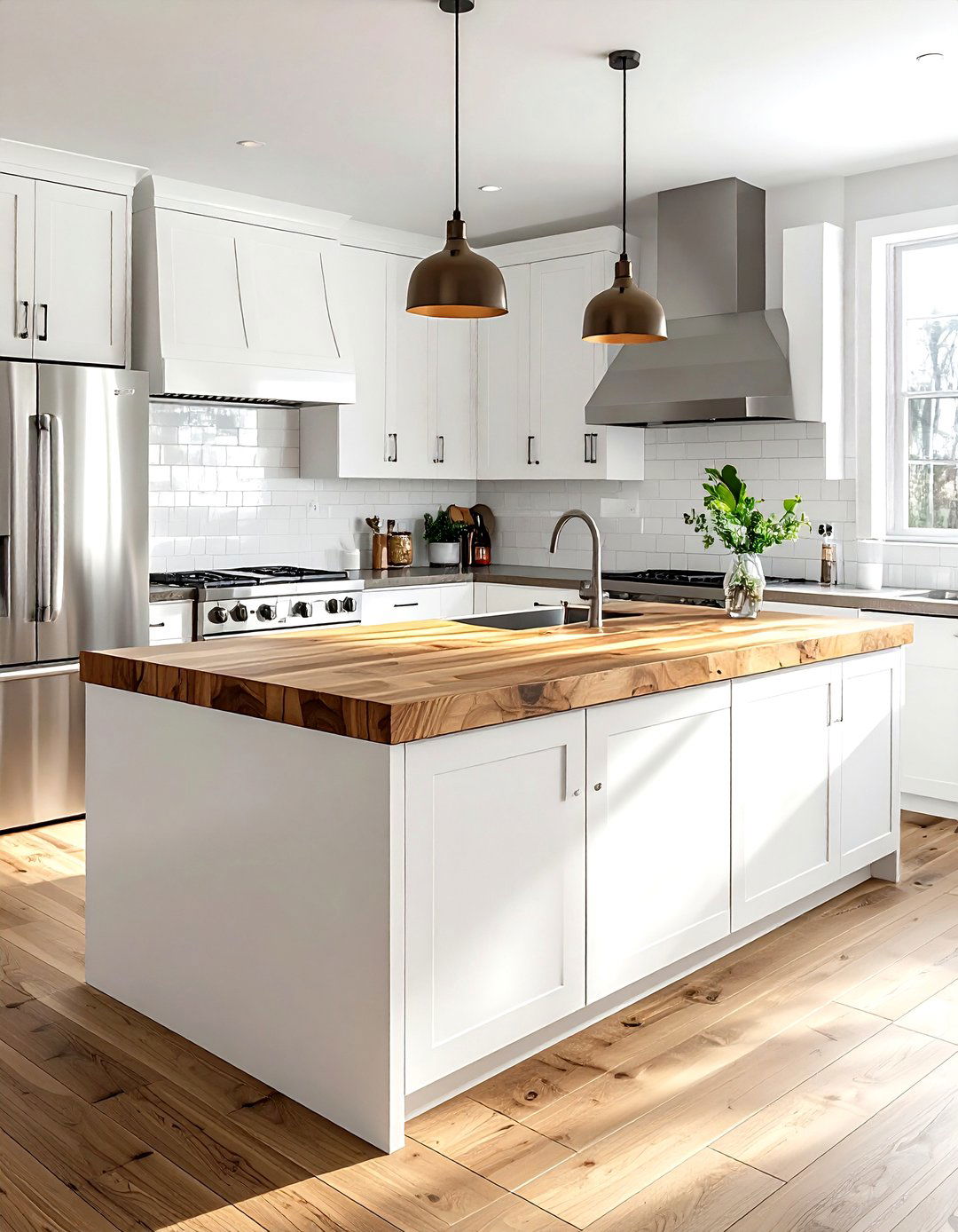 Butcher Block Kitchen Island - 30 natural wood decor ideas