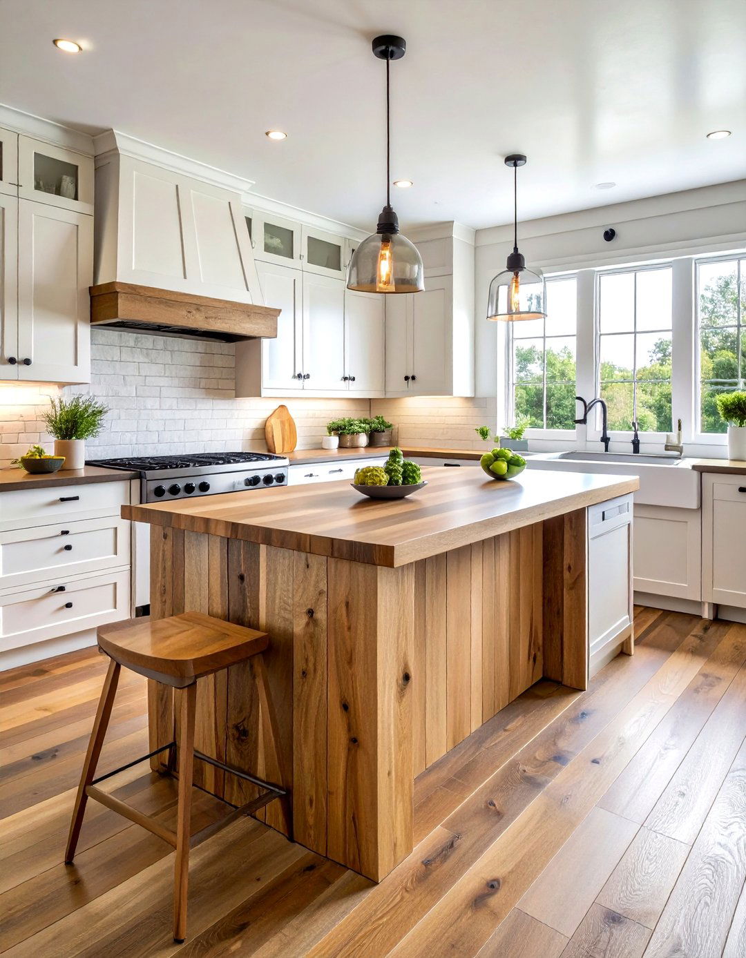 Butcher Block Waterfall Island - 30 waterfall kitchen island ideas