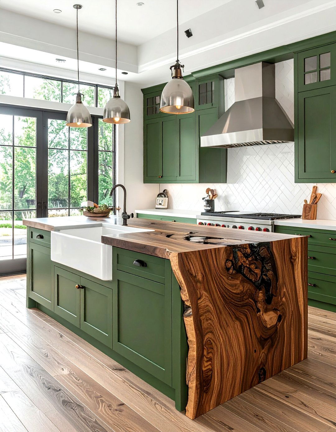 Butcher block waterfall island - 30 waterfall countertop kitchen ideas