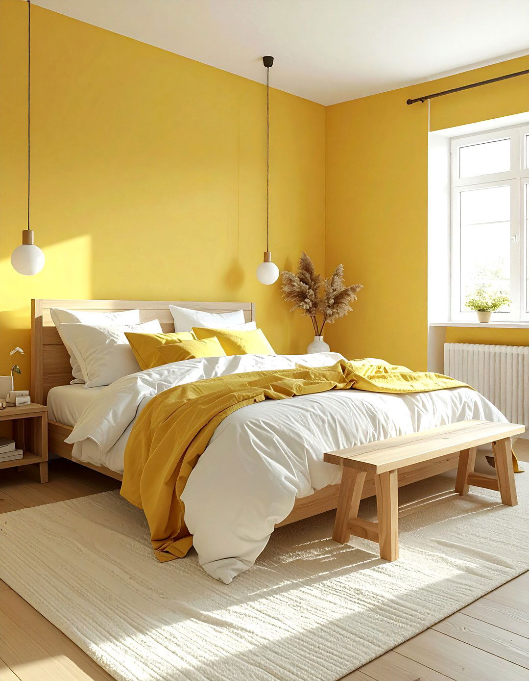 Butter yellow walls - 30 yellow bedroom decor ideas