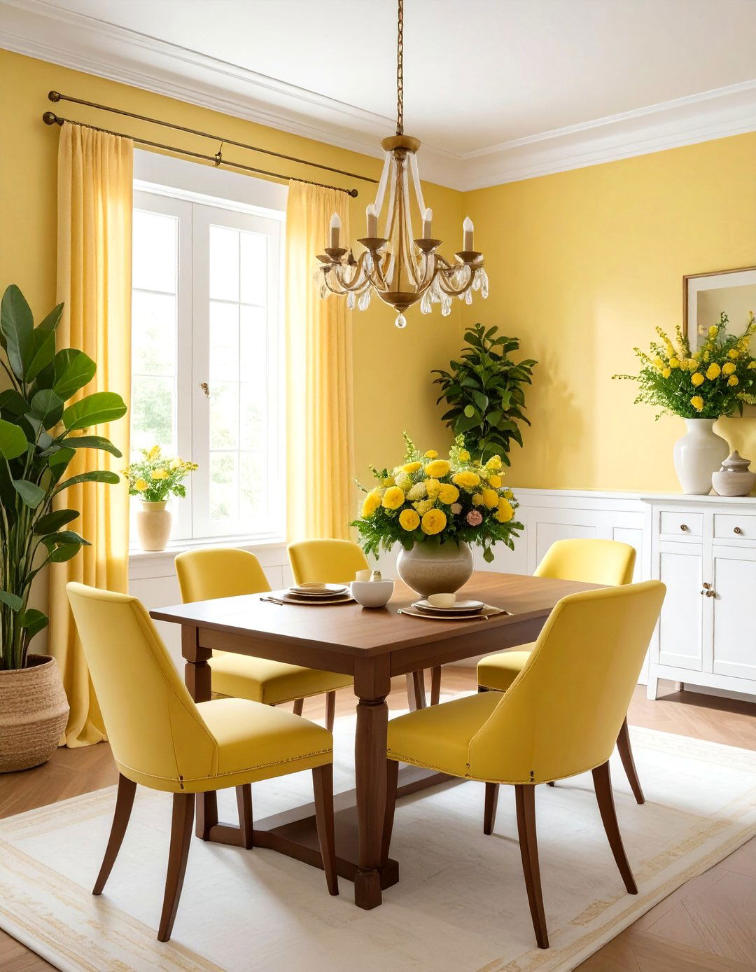 Buttercream Yellow Dining Room - 30 pastel dining room ideas