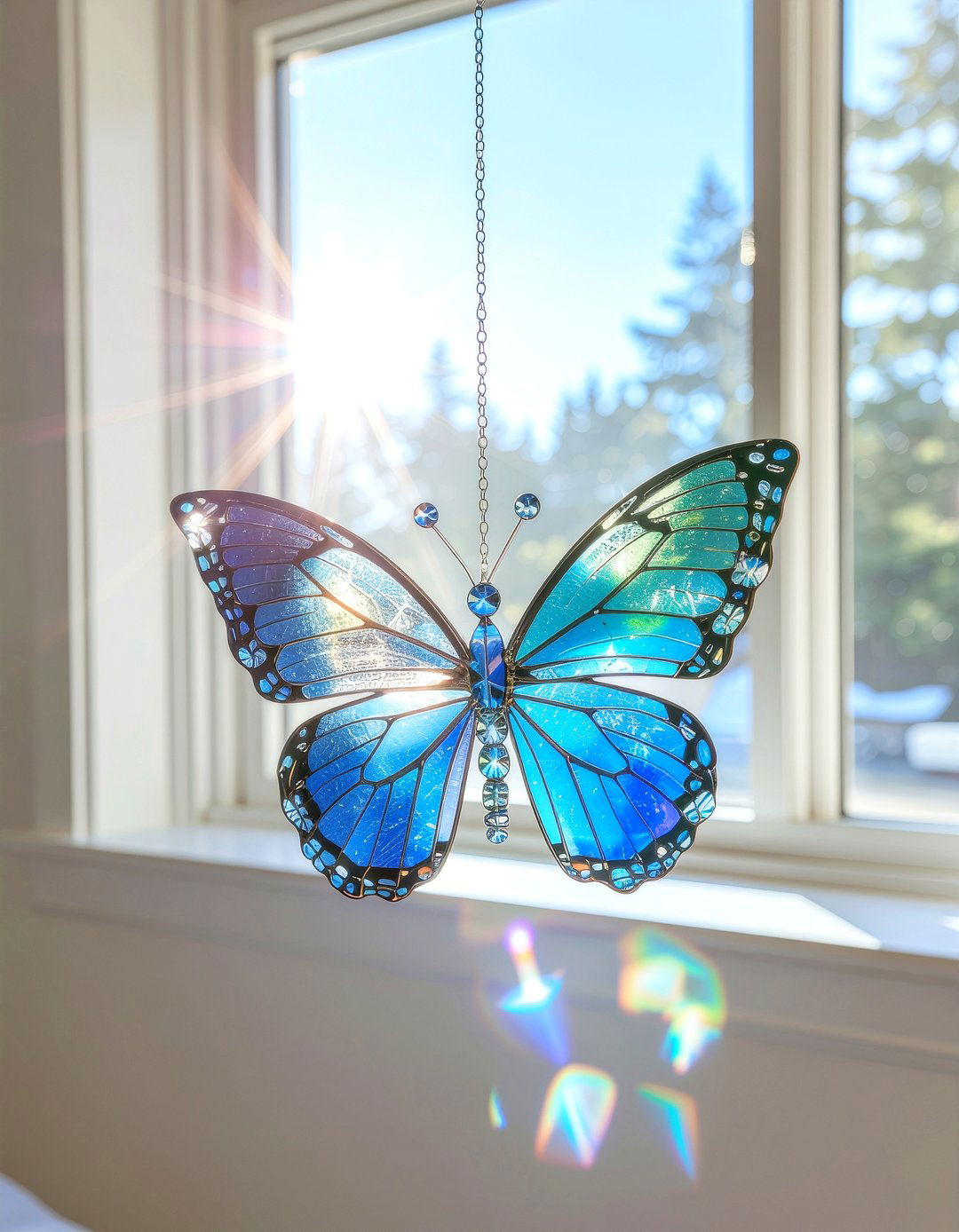 Butterfly Glass Suncatcher - 30 butterfly bedroom ideas