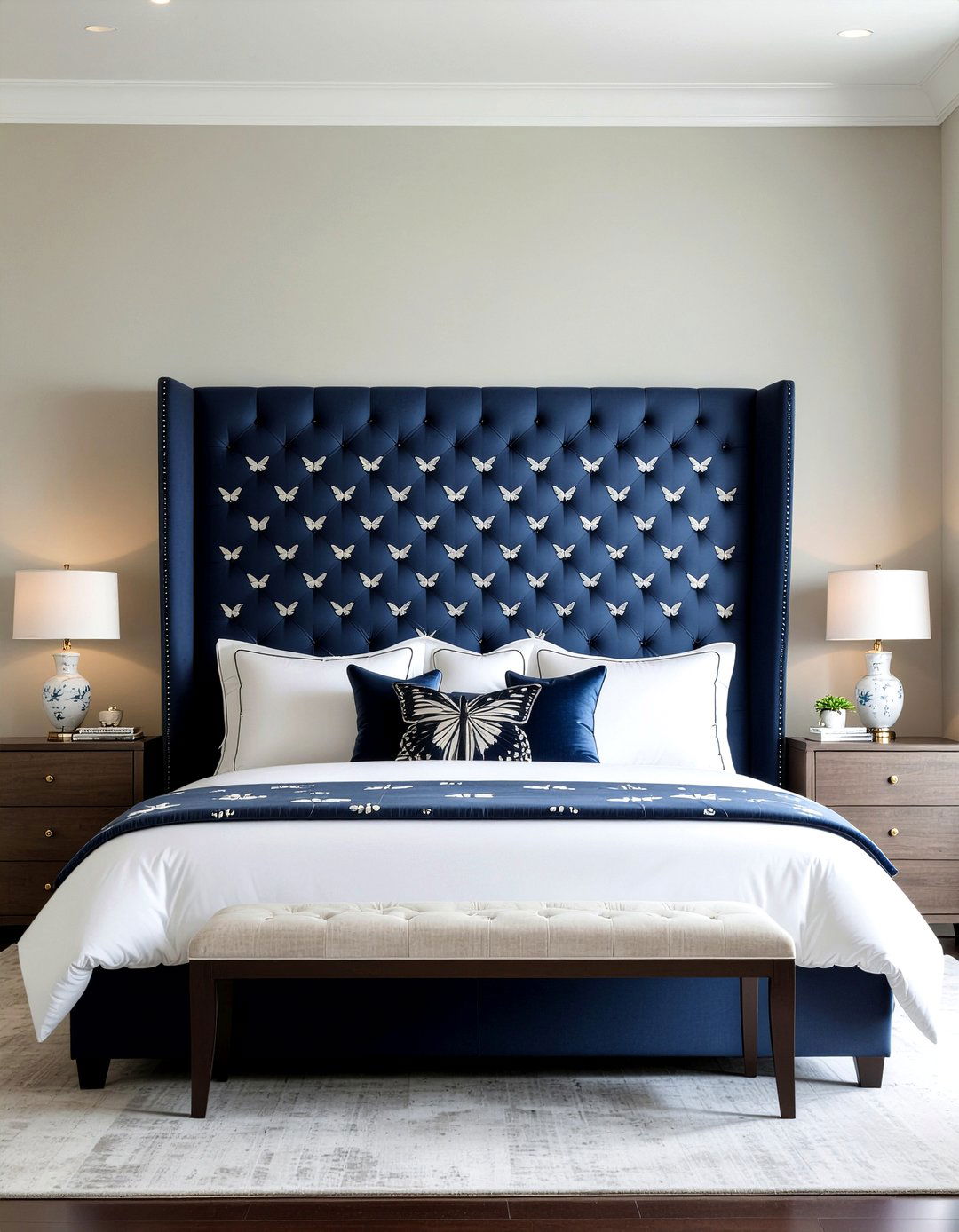 Butterfly Pattern Headboard - 30 butterfly bedroom ideas