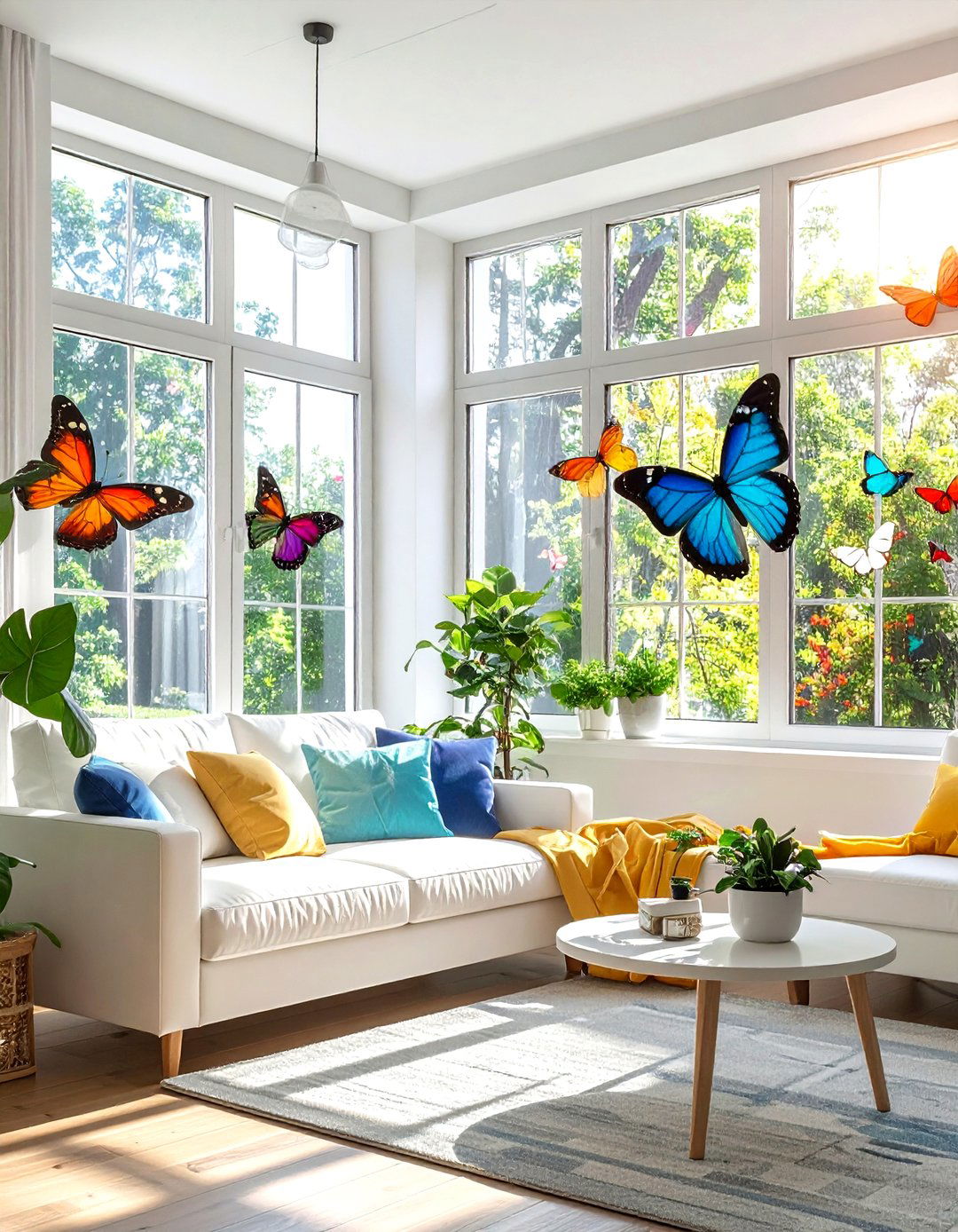 Butterfly window film - 30 living room window film ideas