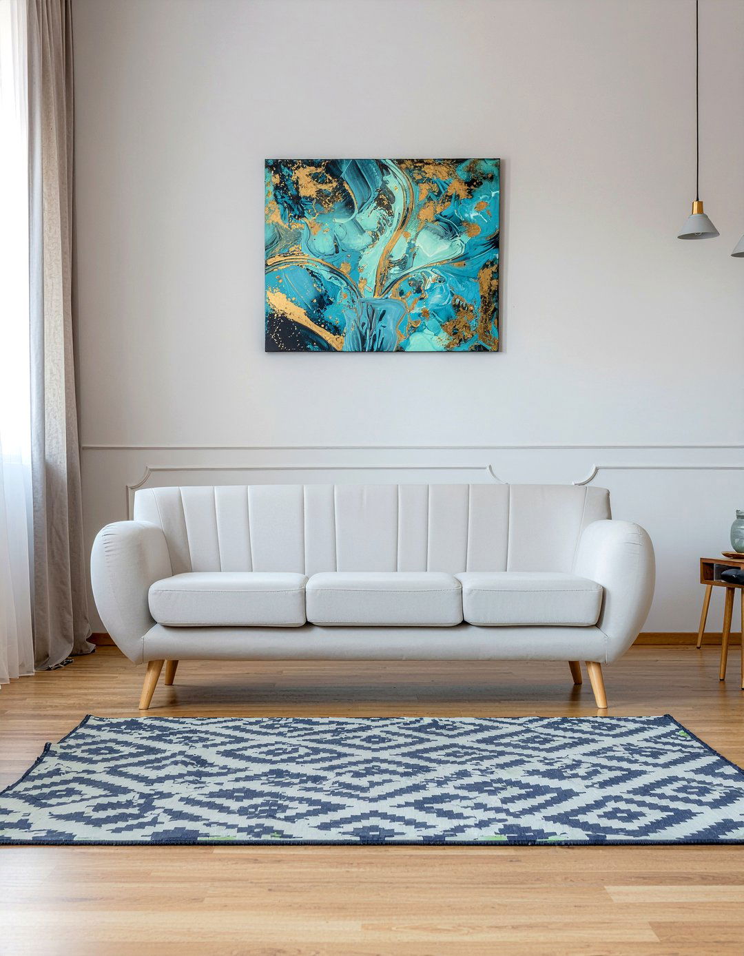 Button Tufted Back Sofa - 30 living room mid-century sofa ideas