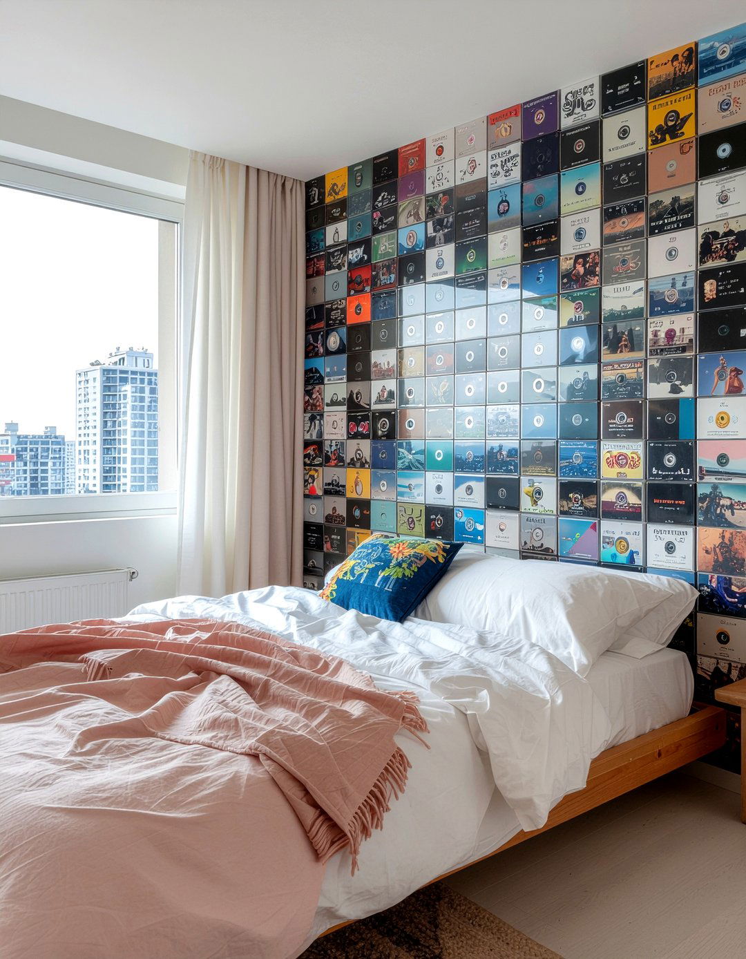 CD jewel case mosaic - 30 music themed bedroom ideas