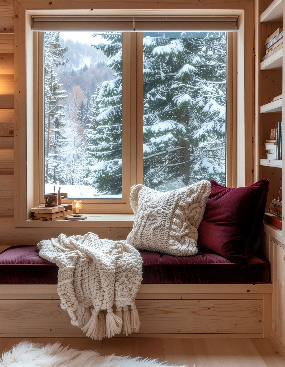 Cabin Window Seat - 30 cabin style living room ideas