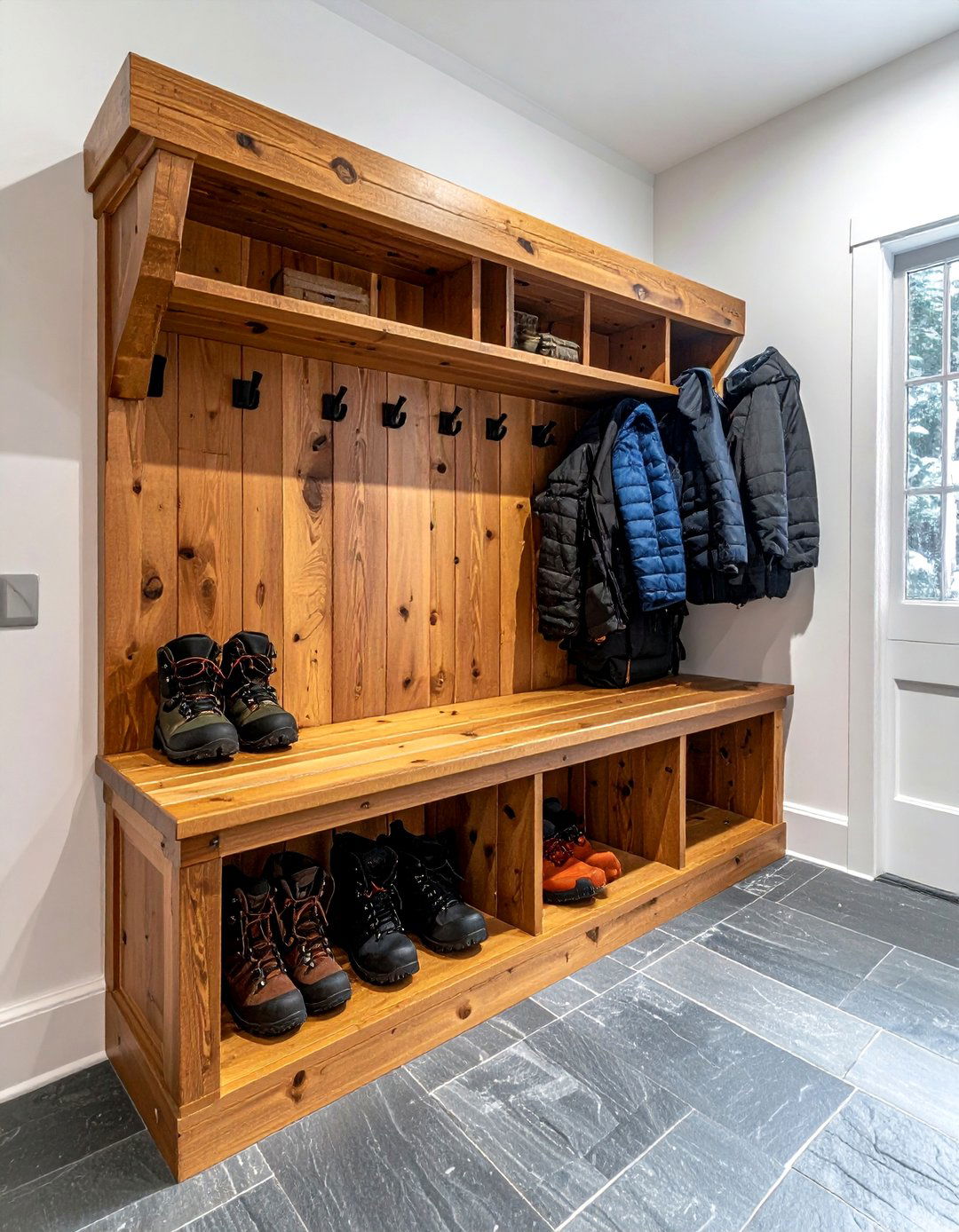 Cabin mudroom bench - 30 mountain decor ideas