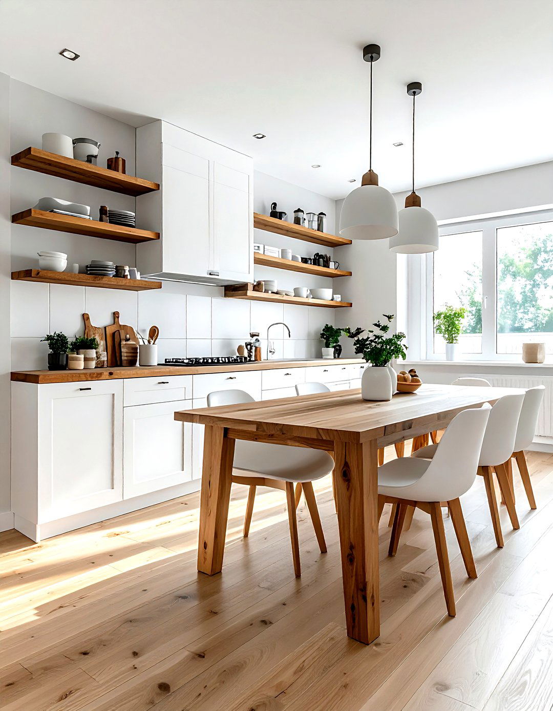 Cabinet and shelf combo - 30 dining room wall shelving ideas