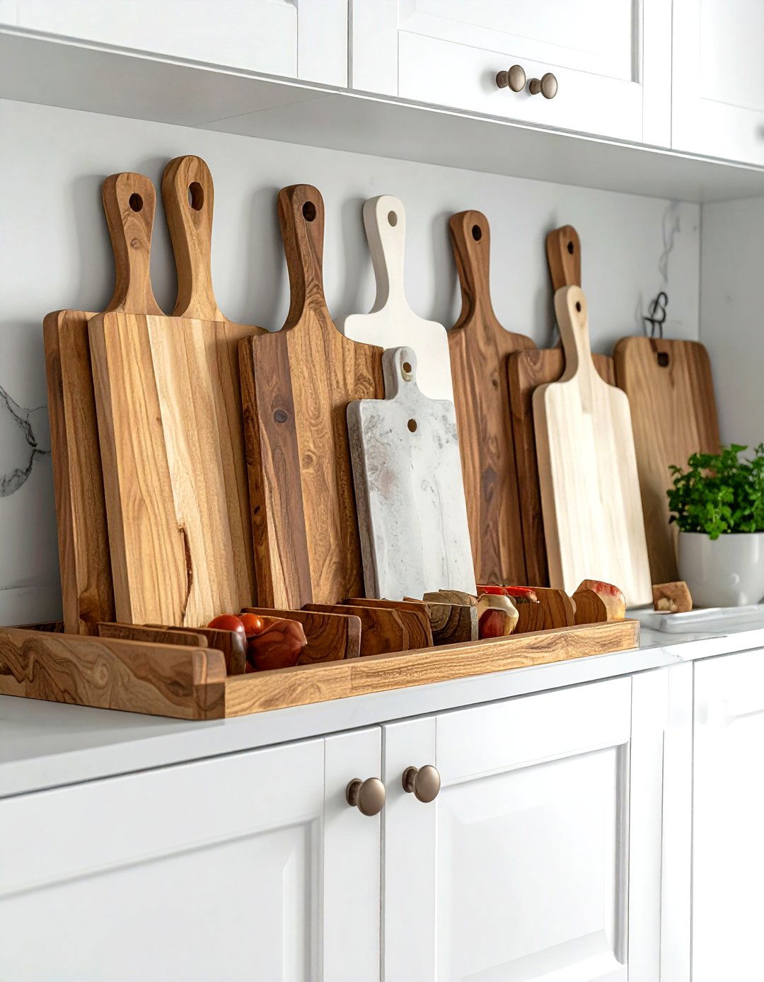Cabinet door cutting board rack - 30 kitchen storage hacks