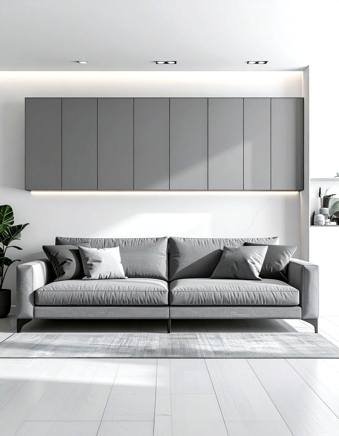 Cabinets over sofa - 30 living room overhead storage ideas