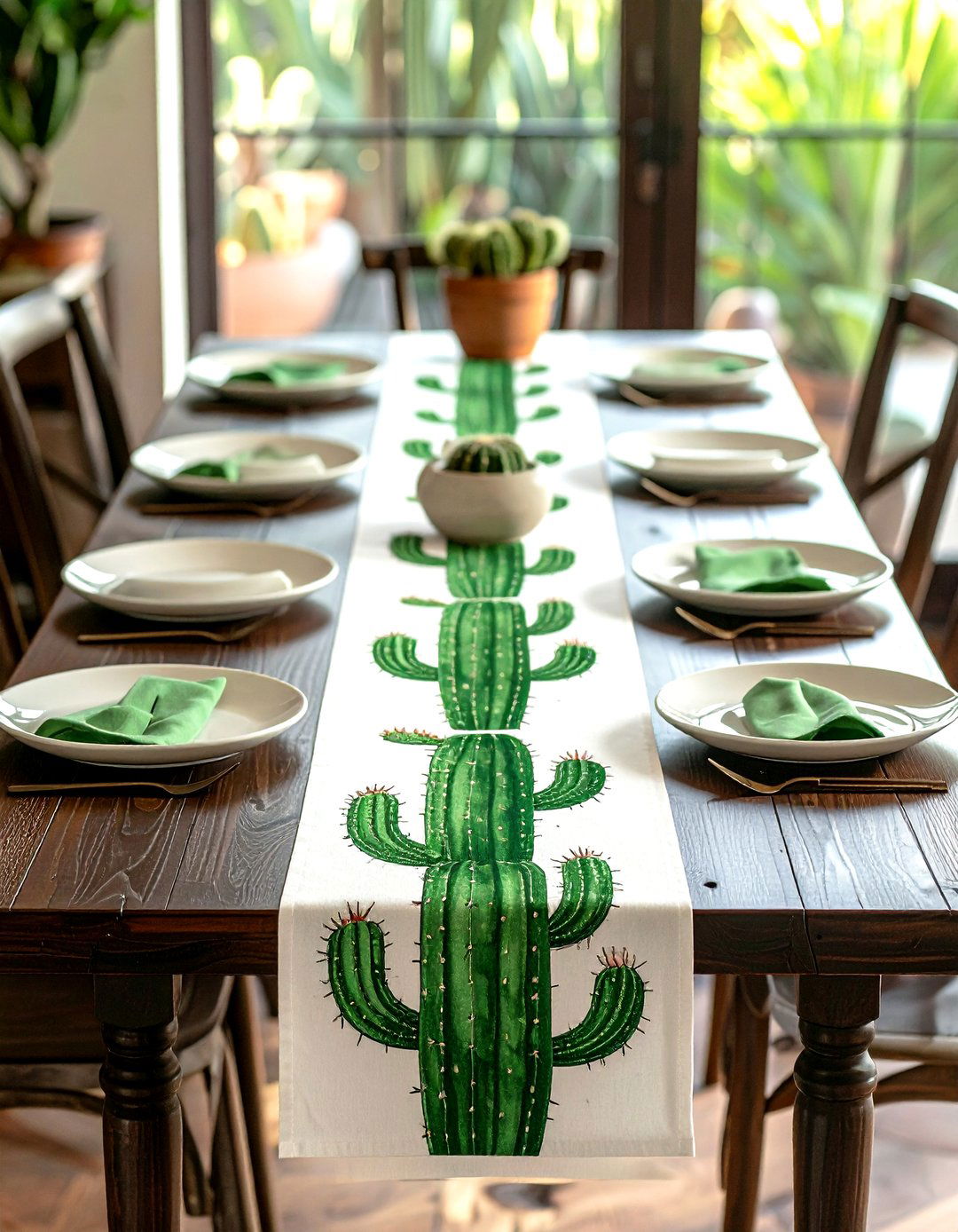 Cactus Table Runner - 30 cactus decor ideas