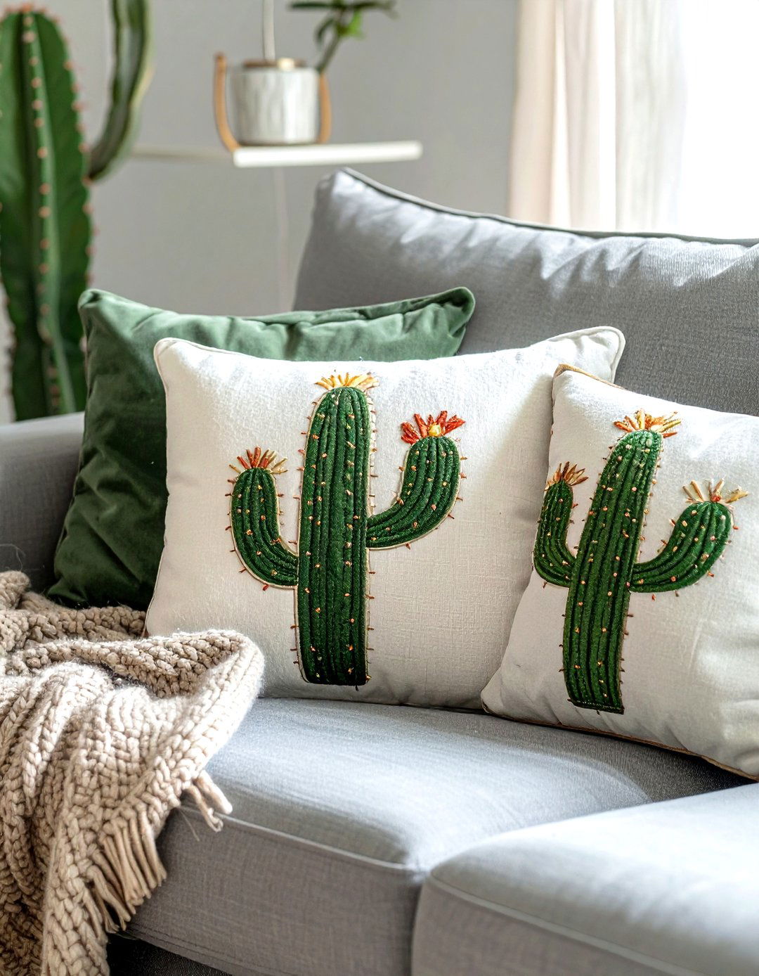 Cactus Throw Pillows - 30 cactus decor ideas