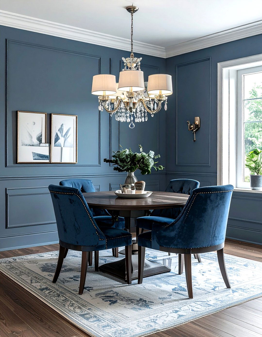 Cadet Blue And Lead Gray Dining Room - 30 blue and gray dining room ideas
