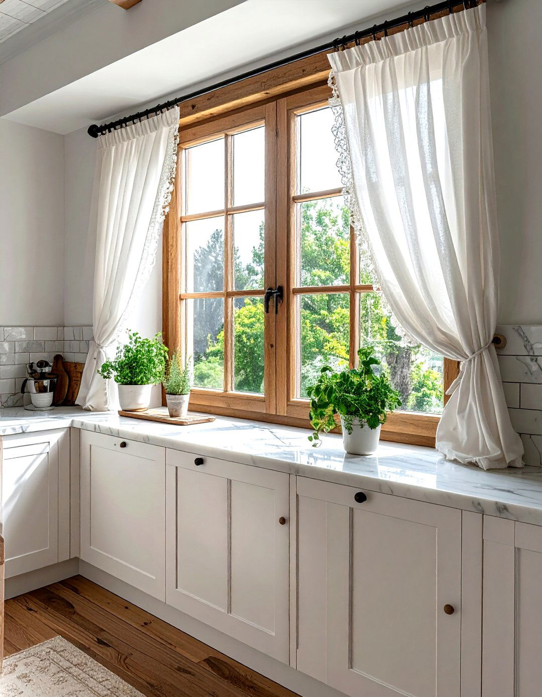 Cafe style kitchen window curtains - 30 drape ideas