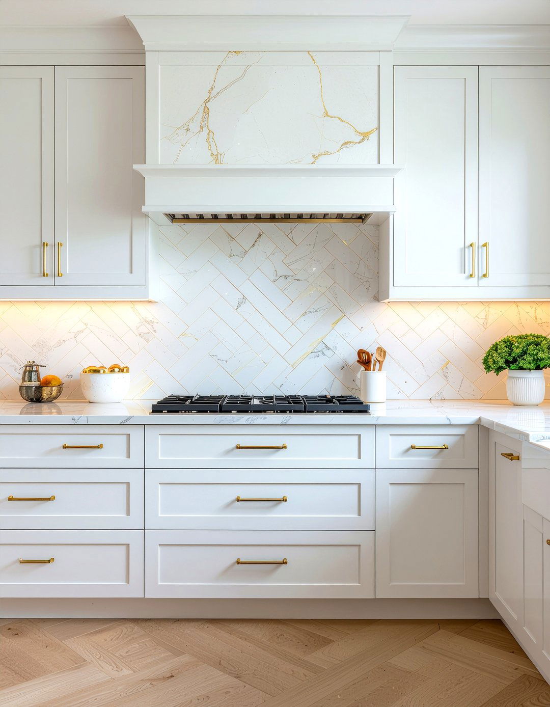 Calacatta Gold Herringbone Backsplash - 30 herringbone backsplash kitchen ideas