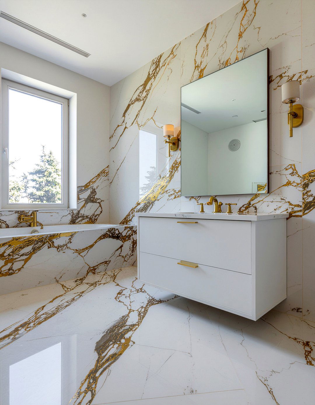 Calacatta Gold Master Bathroom - 30 marble tile bathroom ideas