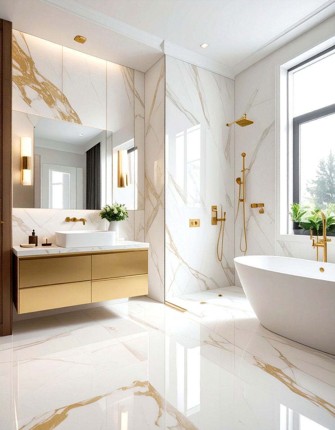 Calacatta Gold Porcelain Bathroom - 30 porcelain bathroom ideas