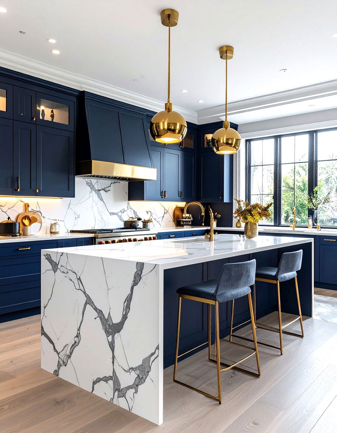 Calacatta Quartz Island - 30 quartz kitchen ideas