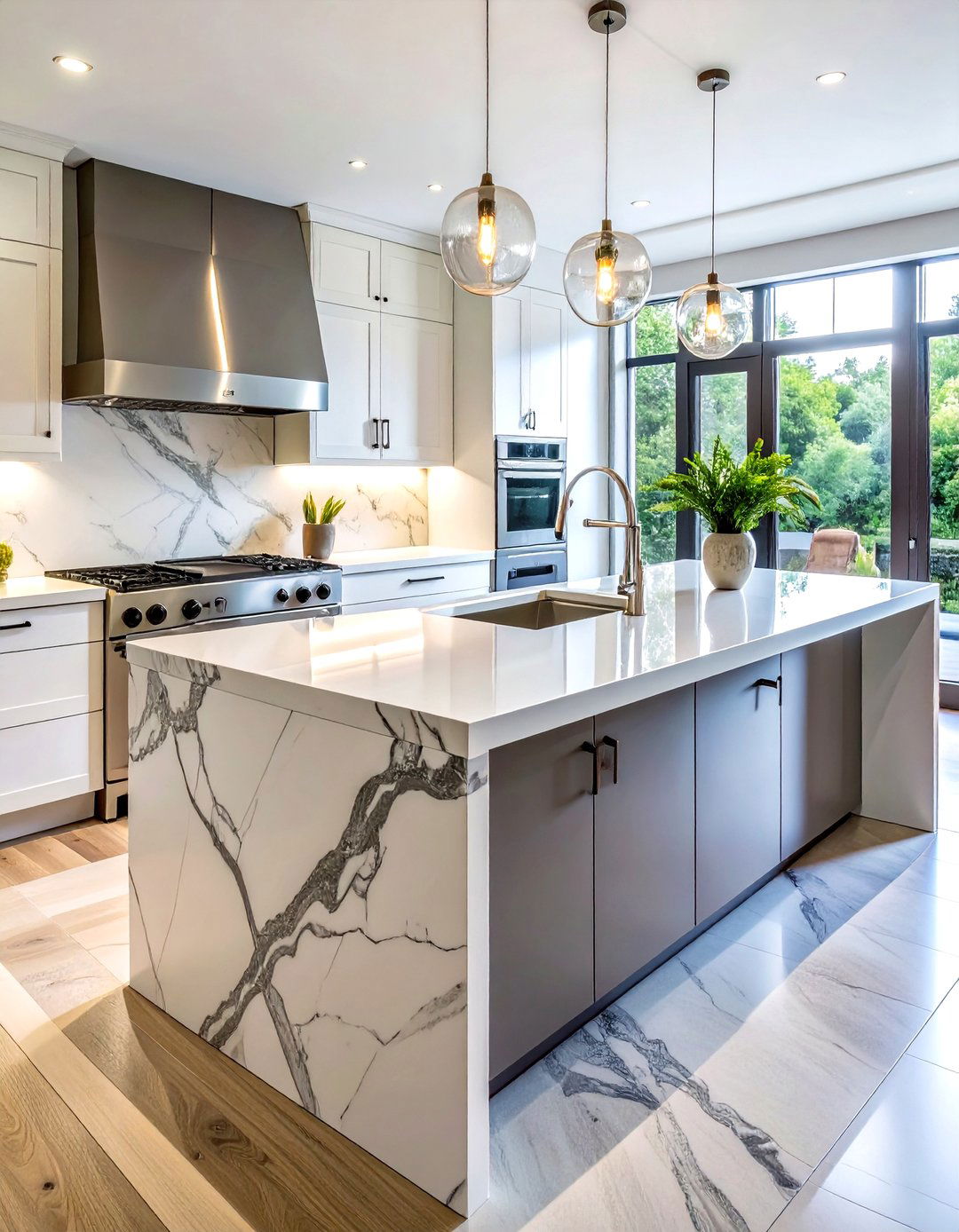 Calacatta Quartz Kitchen Countertop - 30 white countertop kitchen ideas